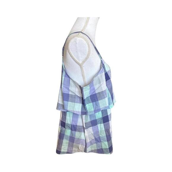 Bobeau Teal Purple White Boho Cropped Summer Top Size L. New - Picture 2 of 5